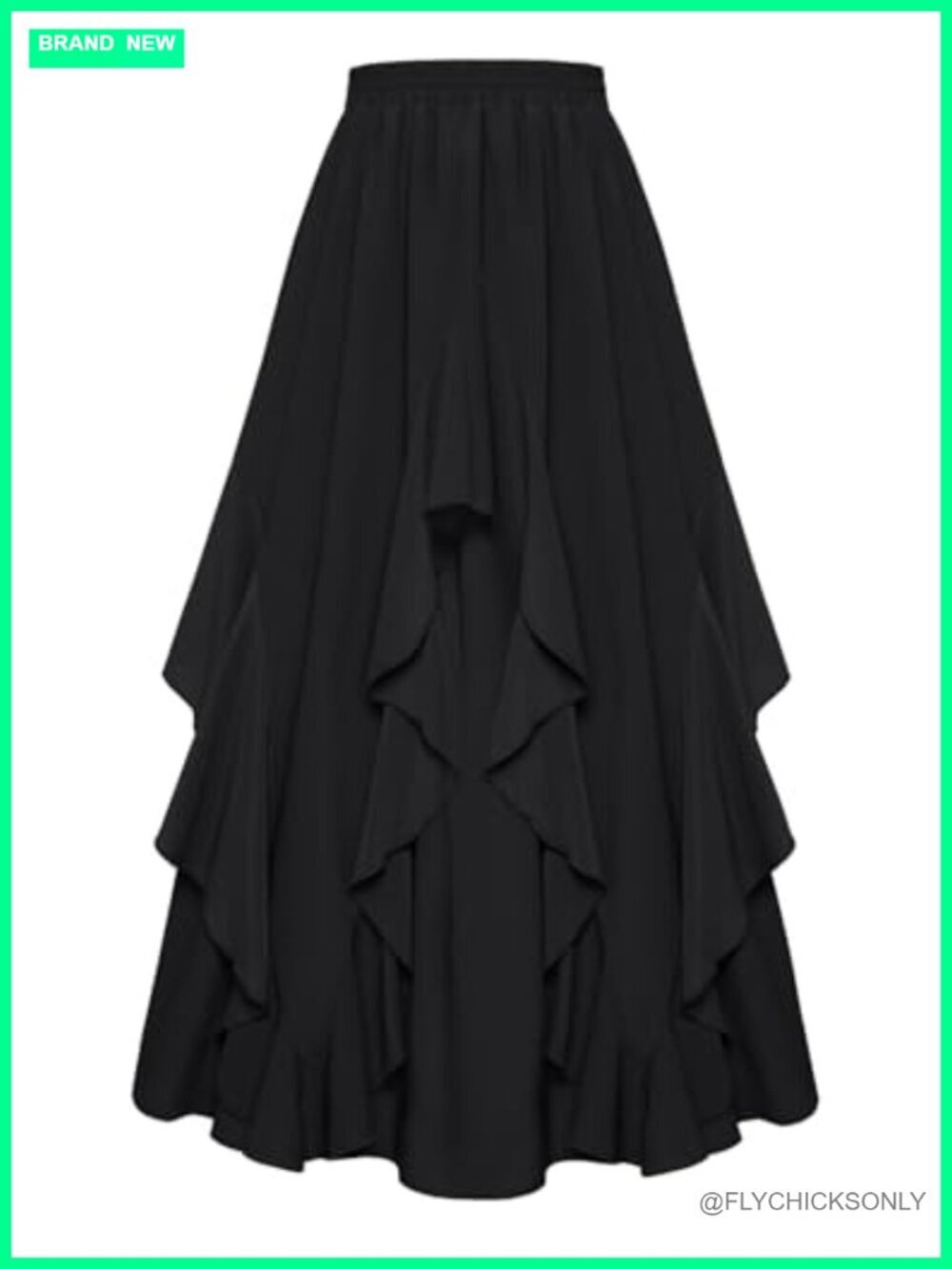 Ruffled Chiffon Flowy Renaissance Maxi Skirt with Pockets, A-Line